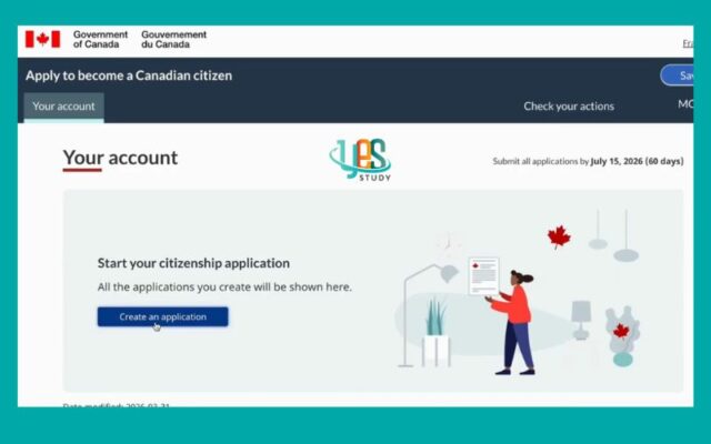 Bấm 'Create an application' để bắt đầu tạo hồ sơ xin quốc tịch mới