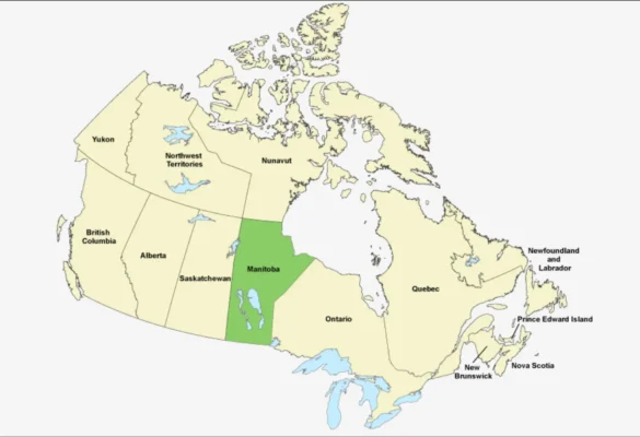 Vị trí Manitoba trên bản đồ đất nước Canada