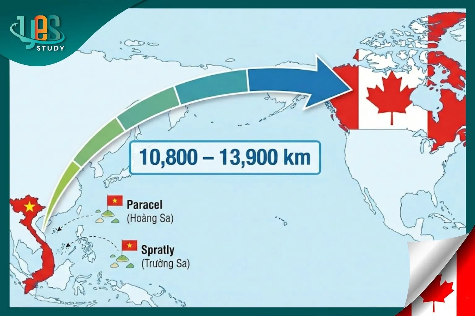 Việt Nam cách Canada bao nhiêu km?